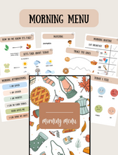 Load image into Gallery viewer, Printable Homeschool Morning Menu | Autumn Edition