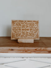 Load image into Gallery viewer, Wooden Mom Sign with Boho Floral Pattern
