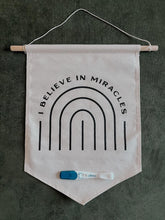 Load image into Gallery viewer, I Believe in Miracles Rainbow Canvas Banner
